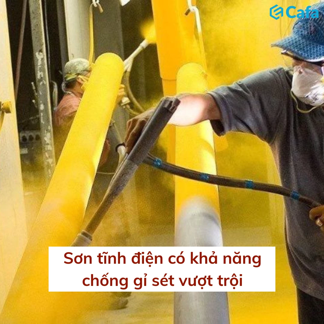 Cận cảnh bề mặt khung thép đã sơn tĩnh điện màu đen