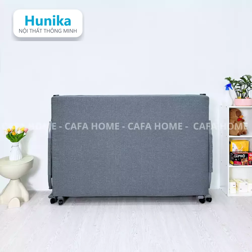 GIƯỜNG GẤP ĐA NĂNG PHIÊN BẢN TỰA TAY 150CM - gấp lại gọn, đẩy bằng bánh xe