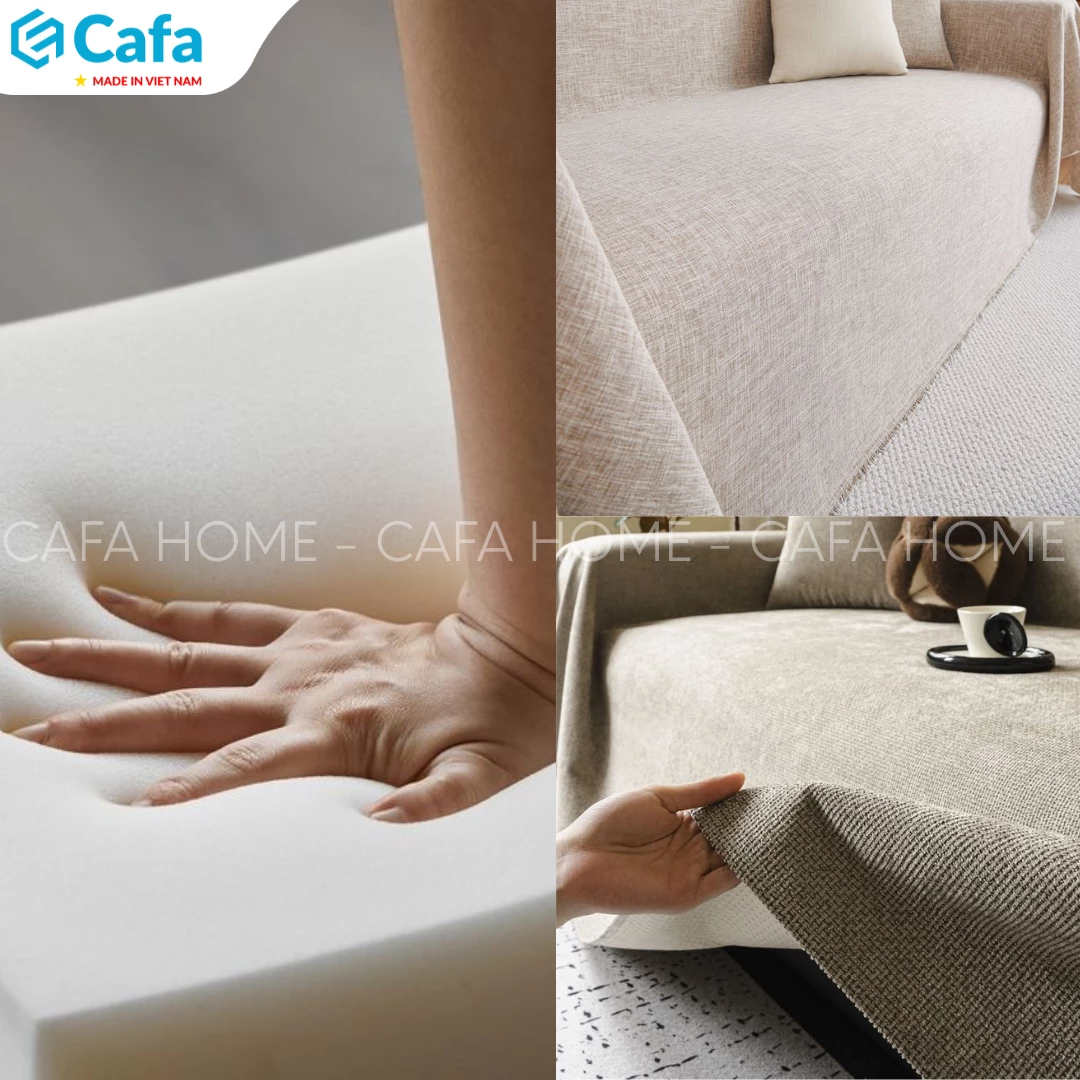Cận cảnh đường may và khoá kéo trên vỏ bọc sofa bed