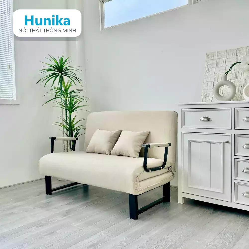 Sofa bed 100cm màu kem - khổ cân bằng cho người ở một mình
