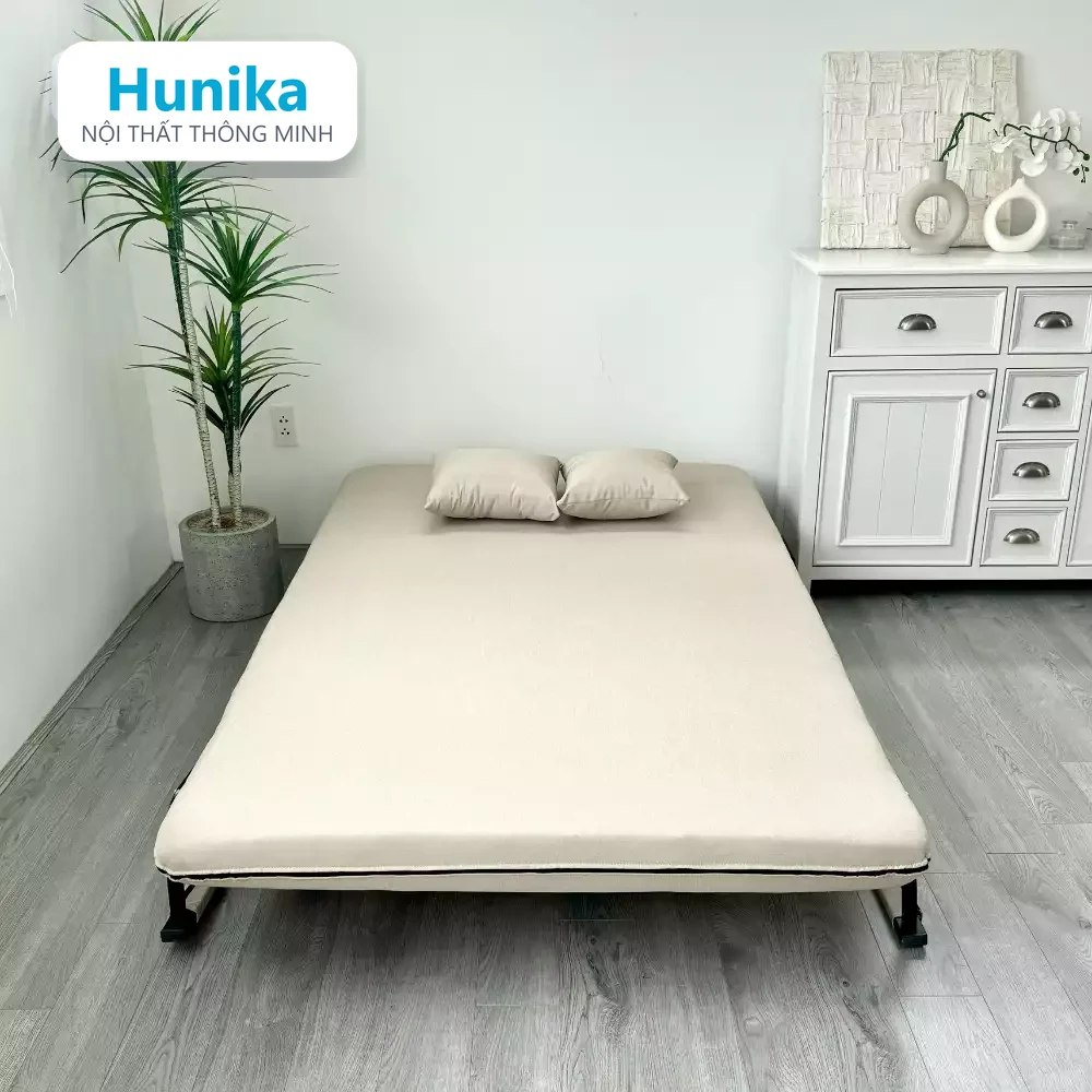 SOFA BED 100CM KEM (CF100 kem) - hạ tựa lưng thành mặt nằm