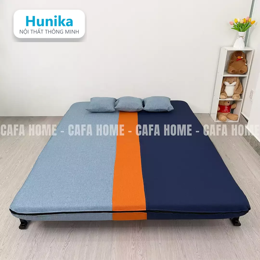 SOFA BED 150CM MÀU PHỐI - hạ tựa lưng thành mặt nằm