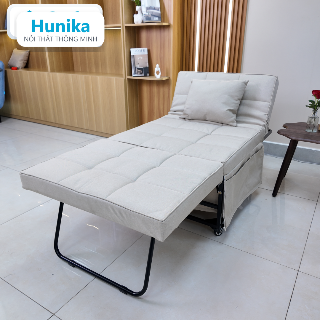 SOFA BED DẠNG HỘP 80CM MÀU KEM - chế độ ghế ngồi