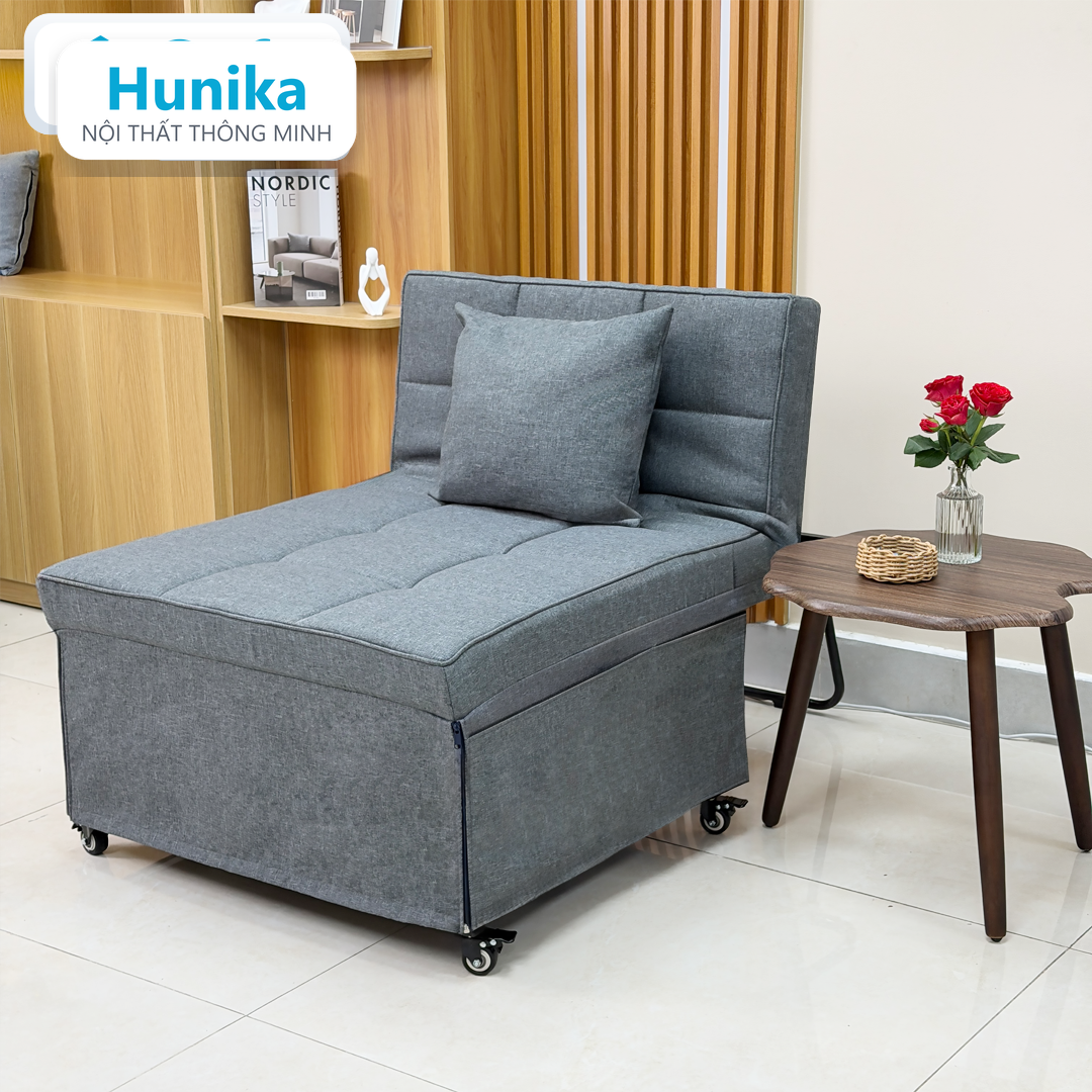 SOFA BED DẠNG HỘP 80CM MÀU XÁM - chế độ ghế ngồi