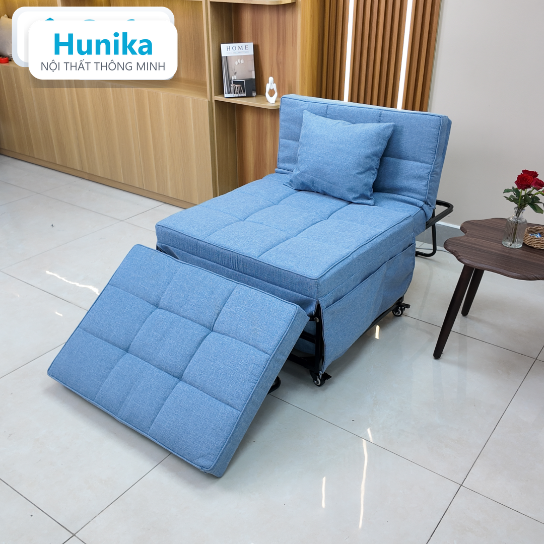 SOFA BED DẠNG HỘP 80CM MÀU XANH - chế độ ghế ngồi