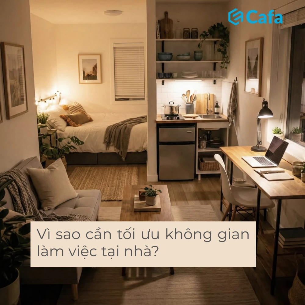 Góc làm việc nhỏ gắn tường trong căn hộ studio
